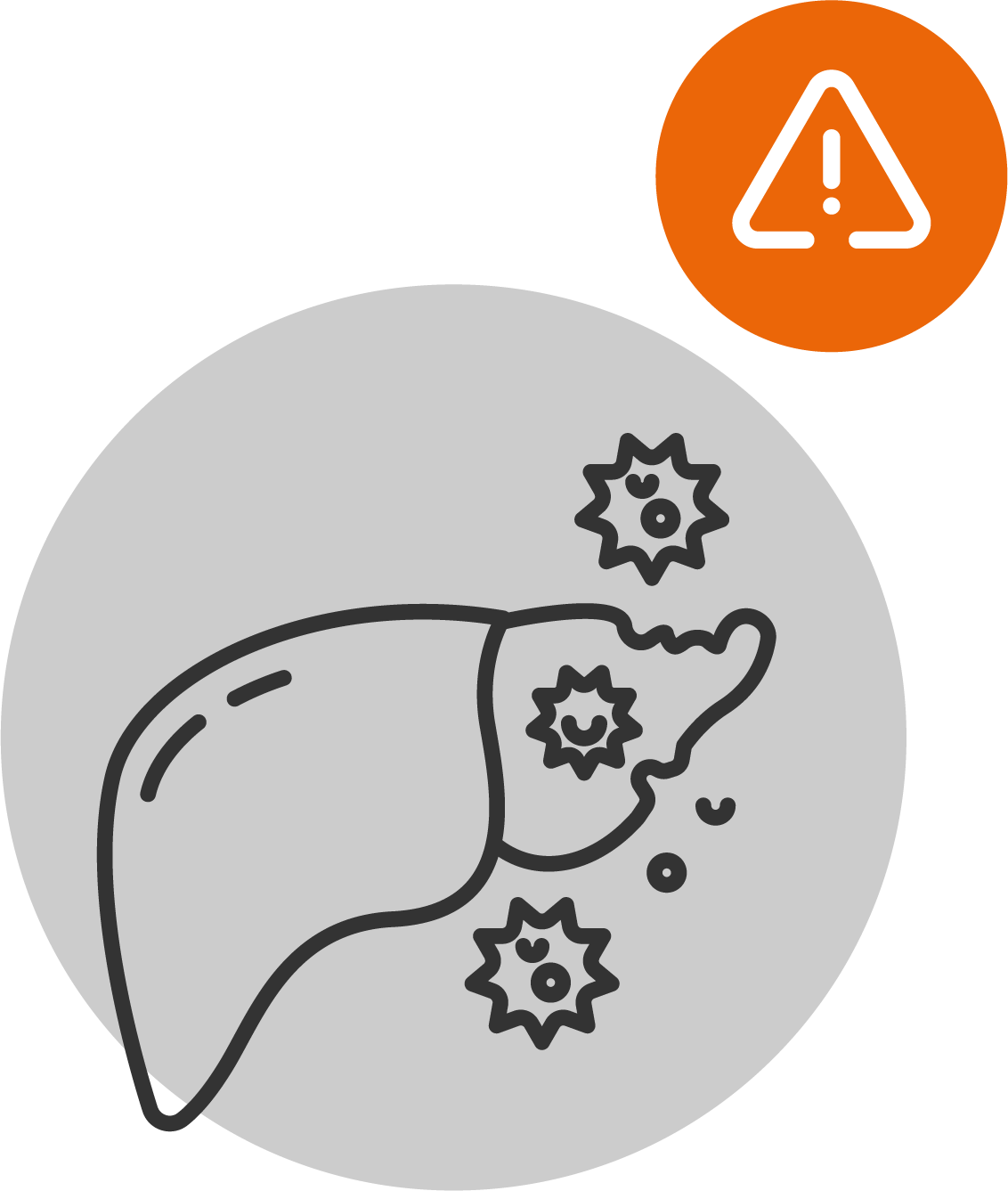 Liver icon with virus particles